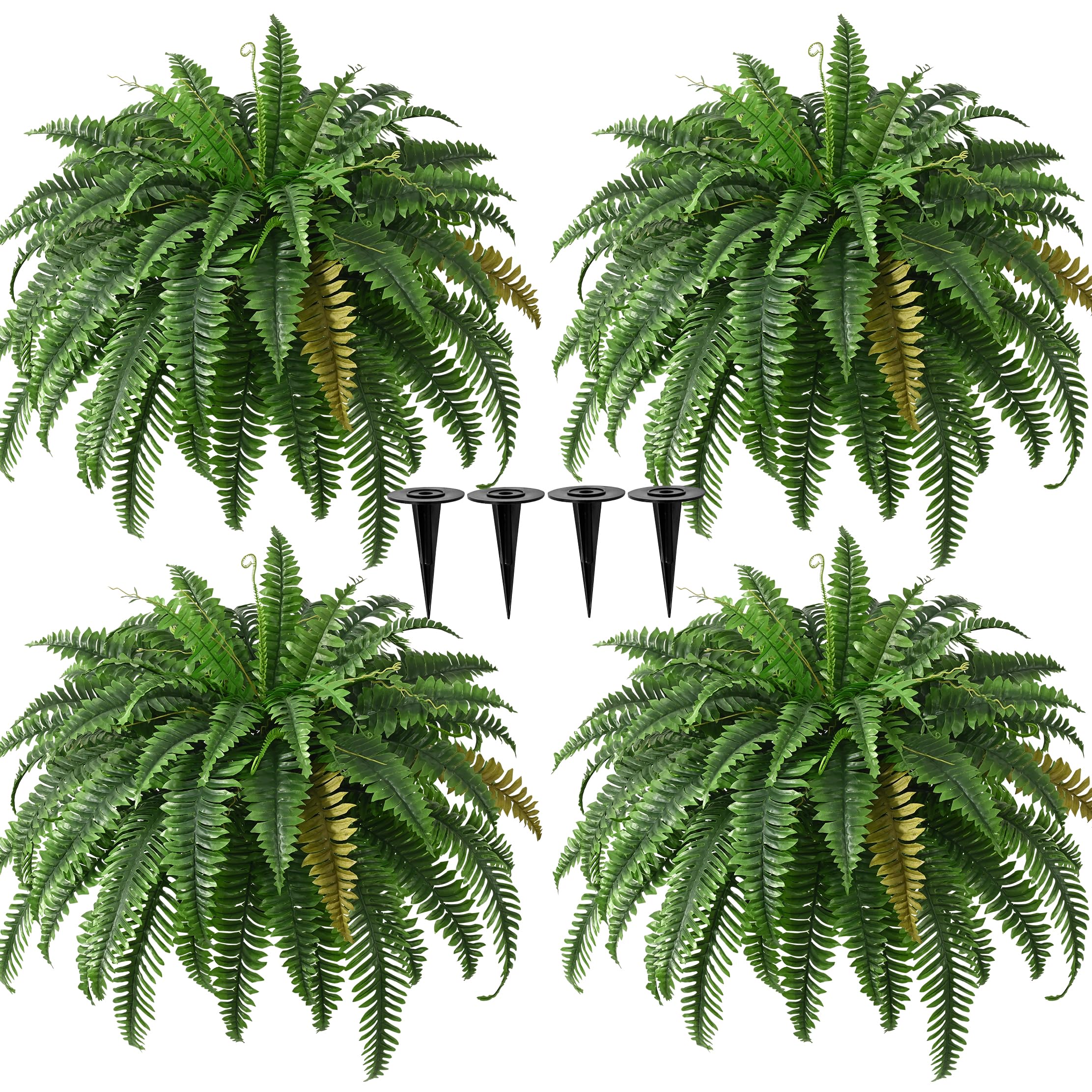 Waipfaru 4-pack 45in fake ferns outdoor setup showcases lush, maintenance-free greenery.