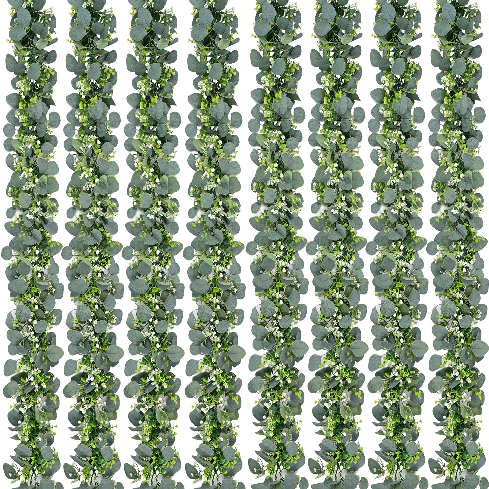 Waipfaru 8Pcs Eucalyptus Garland adds lush table greenery for elegant indoor decor.