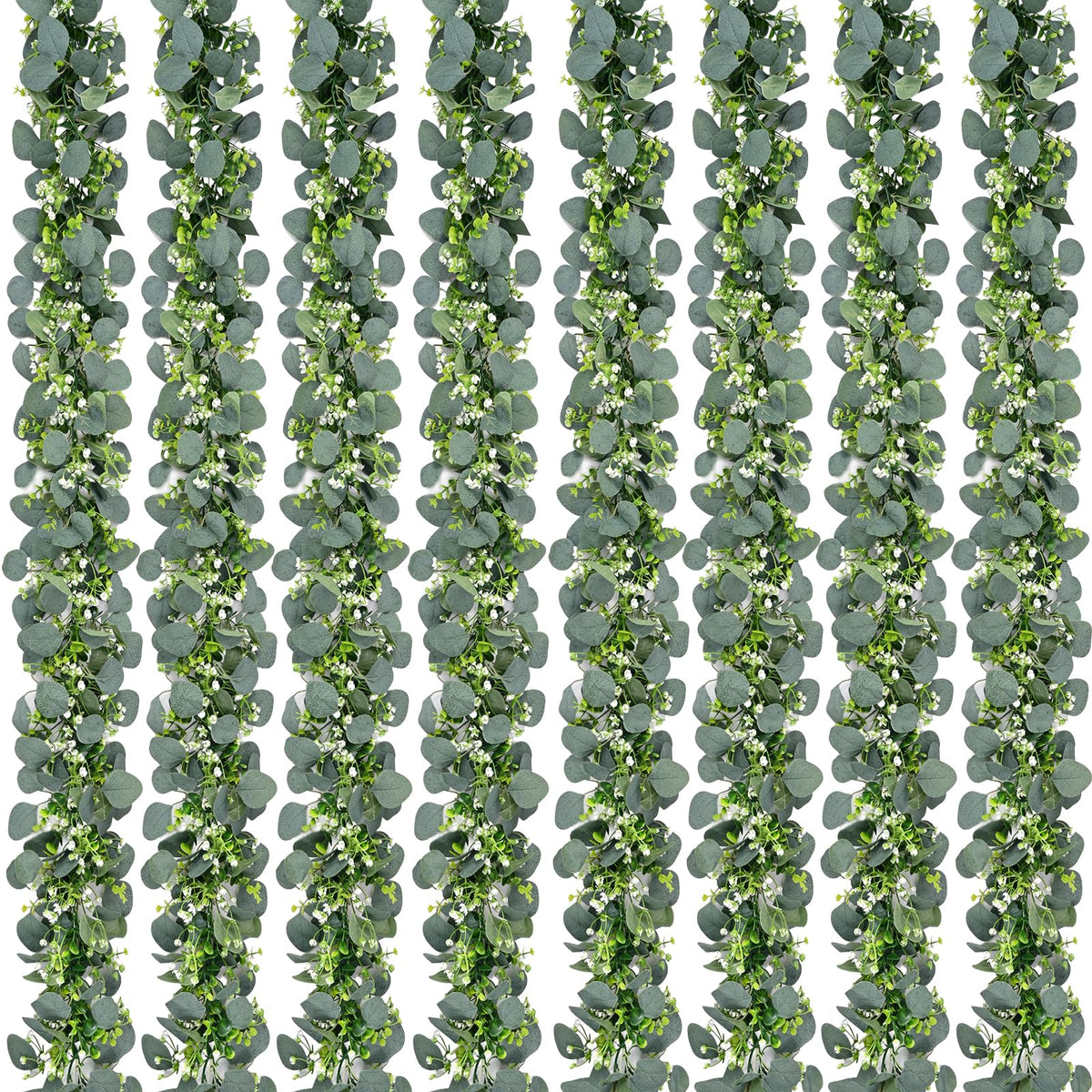 Waipfaru 8Pcs Eucalyptus Garland adds lush table greenery for elegant indoor decor.