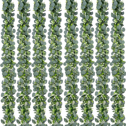 Waipfaru 8Pcs Eucalyptus Garland adds lush table greenery for elegant indoor decor.