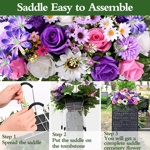 Waipfaru adjustable iron arm saddle installation on tombstone.