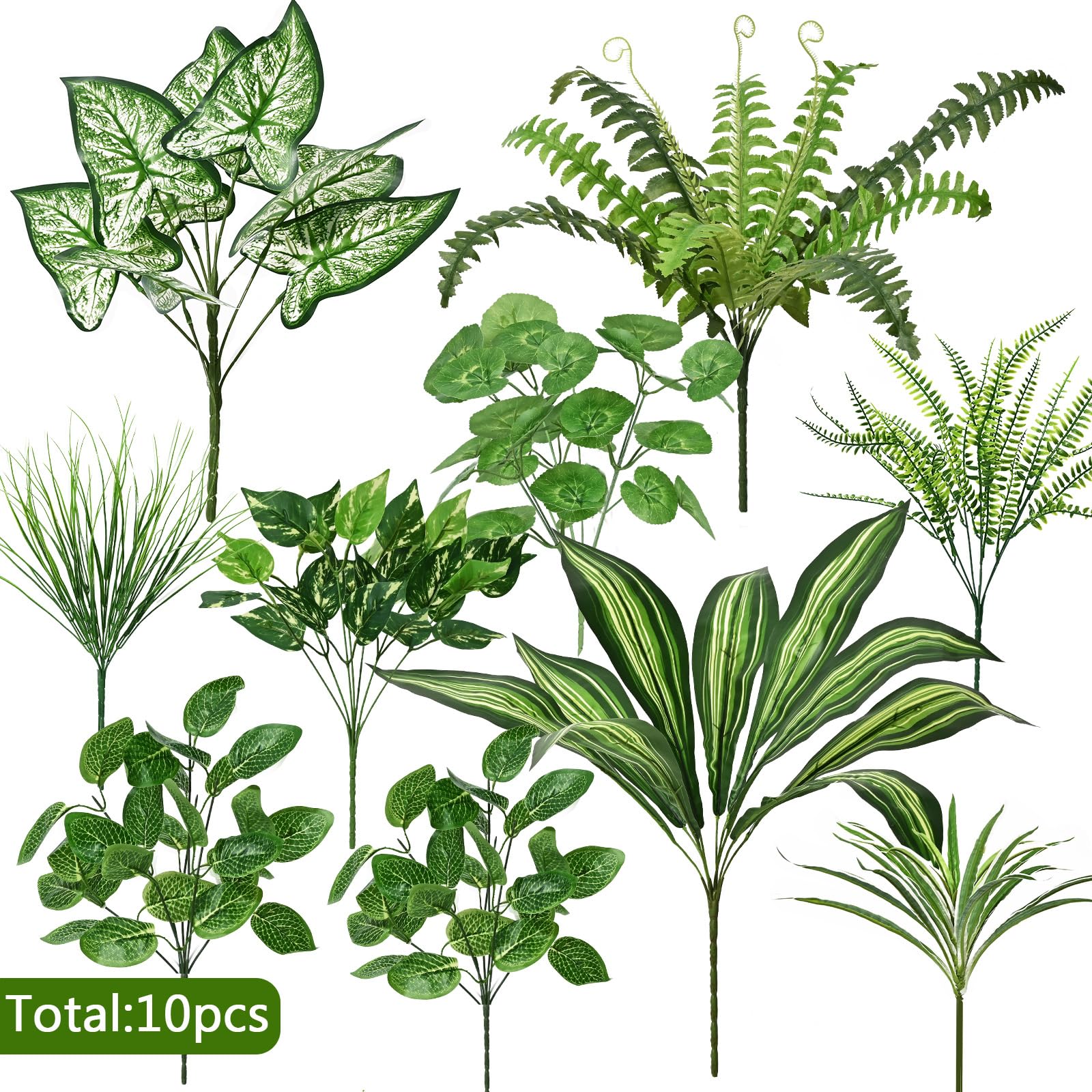 Waipfaru artificial greenery with varied stems enhances indoor decorative layouts.