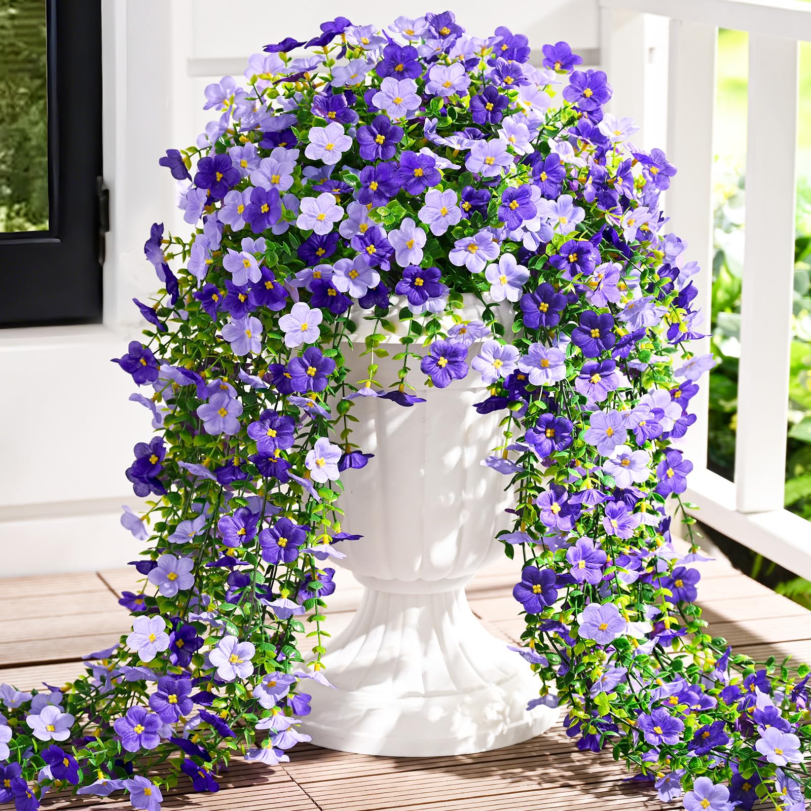Waipfaru artificial hanging flowers 4-pack 27in for planters.