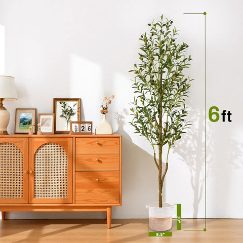 Waipfaru artificial olive tree with olive fruits detail, lifelike textures for authentic decor.