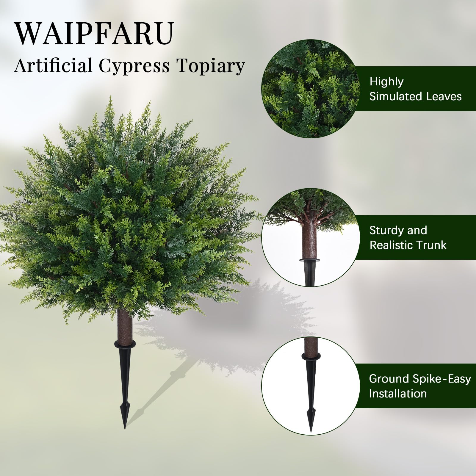 Waipfaru UV-protected fake plant for year-round outdoor color.