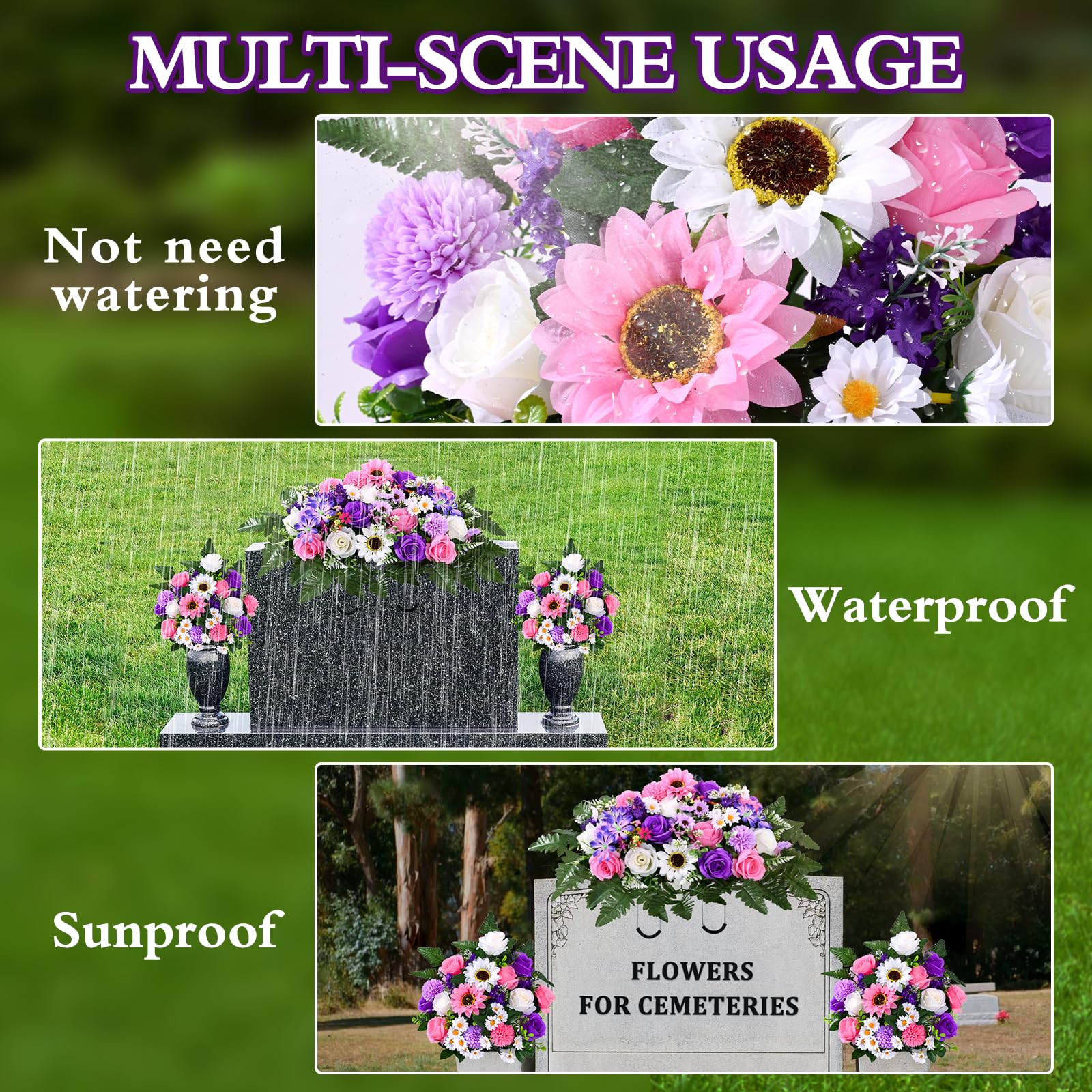 Waipfaru cemetery flowers UV-resistant materials endure outdoor conditions