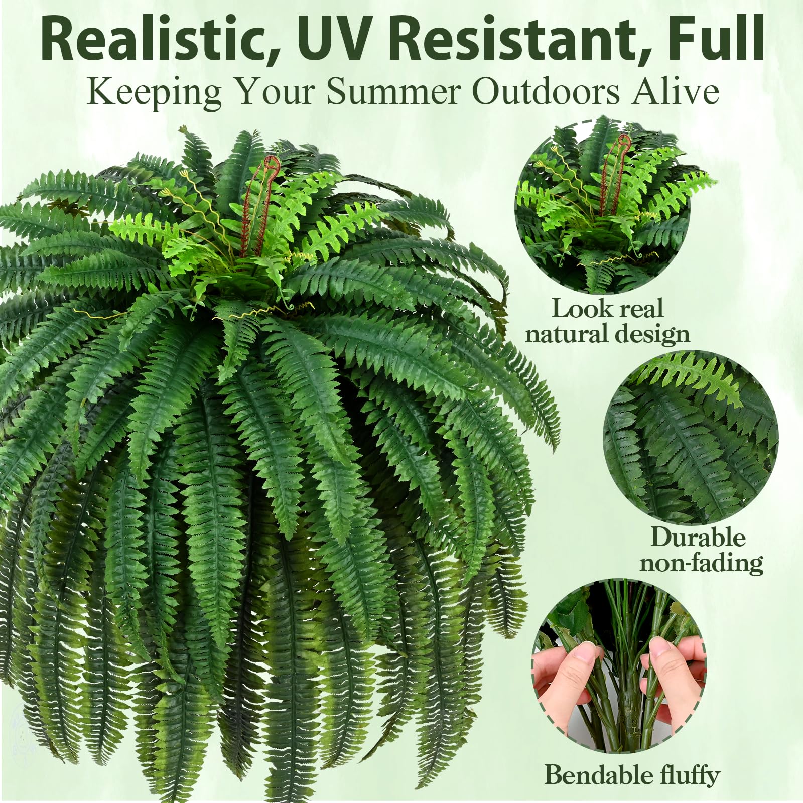 Waipfaru durable washable artificial fern for easy maintenance