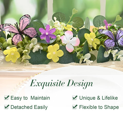 Waipfaru garland shows lush greenery and white blooms for walls