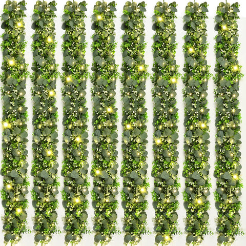 Waipfaru eucalyptus garland with lights—lush greenery for tables or mantles.
