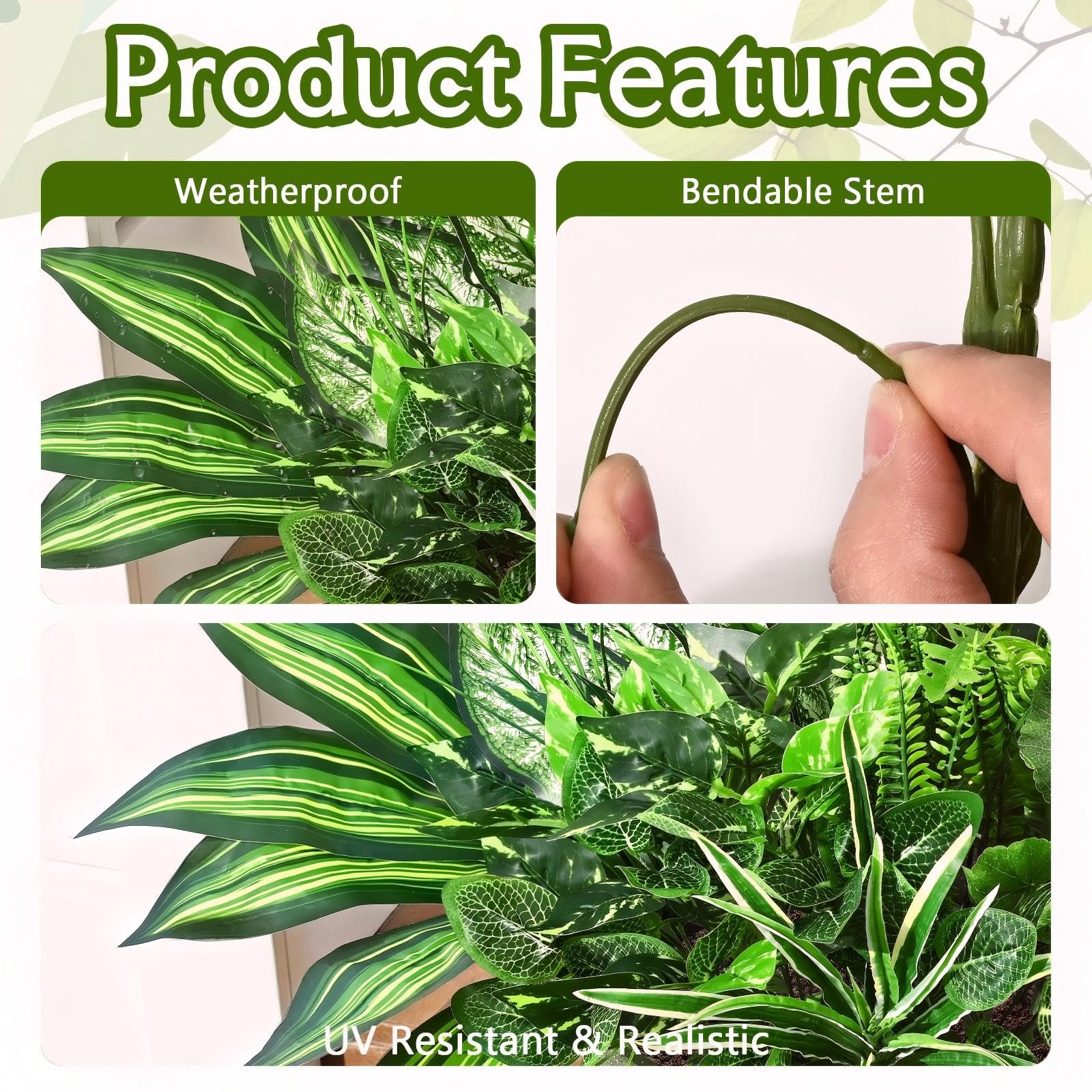 Waipfaru fake plants fern Brazilian wood mix creates lush texture.