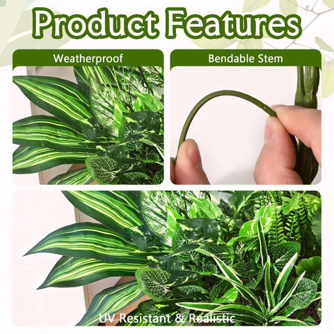 Waipfaru fake plants fern Brazilian wood mix creates lush texture.