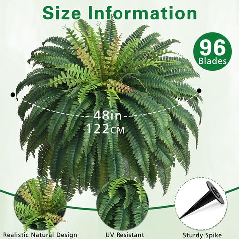 Waipfaru durable faux fern with color-fast leaves for outdoor use.