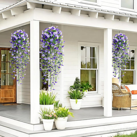 Waipfaru faux hanging flowers for porch decor maintenance-free.