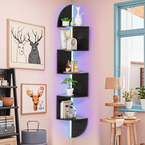 Waipfaru floating shelves mounted on wall for organized display.