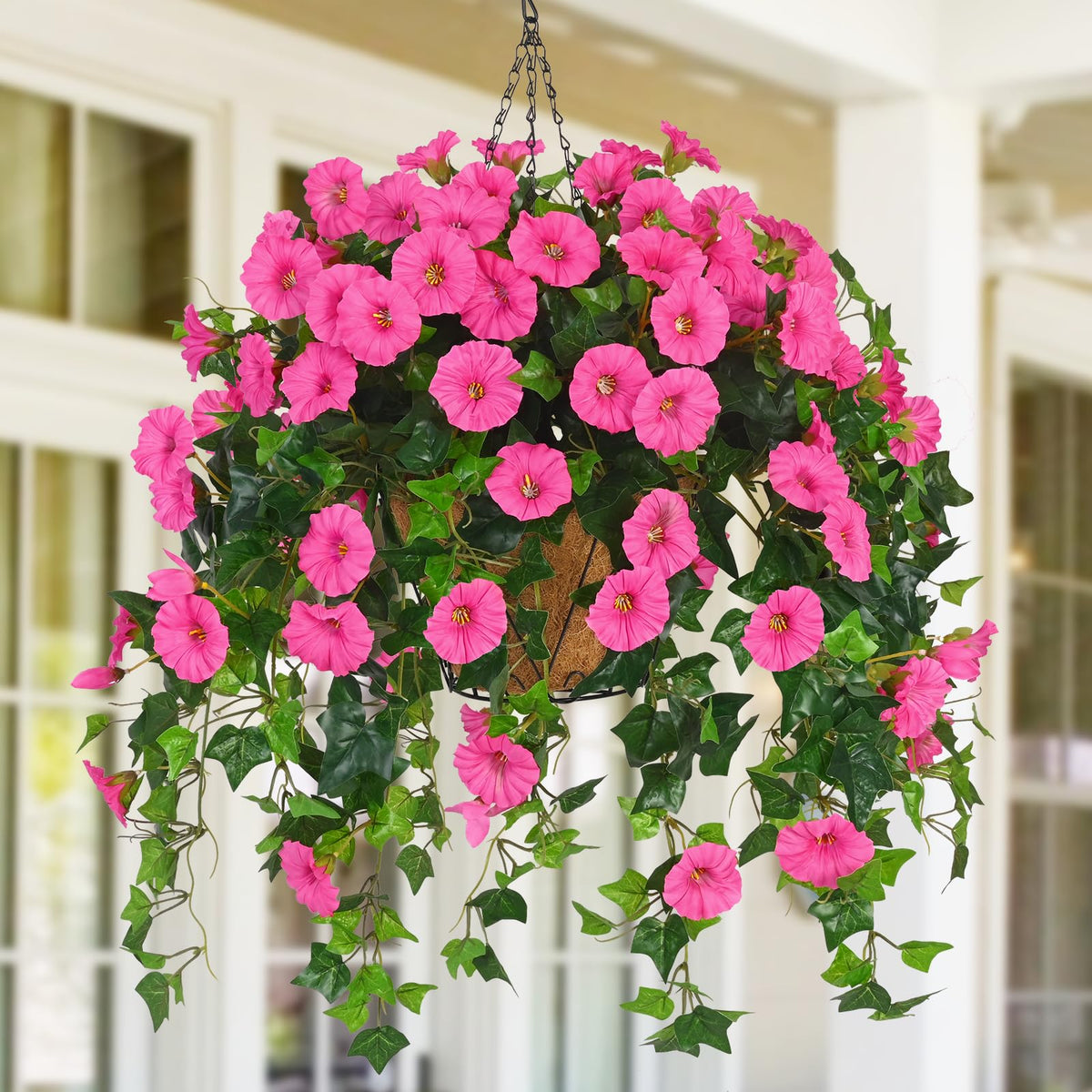 Waipfaru fuchsia artificial hanging basket flowers for vibrant outdoor decor