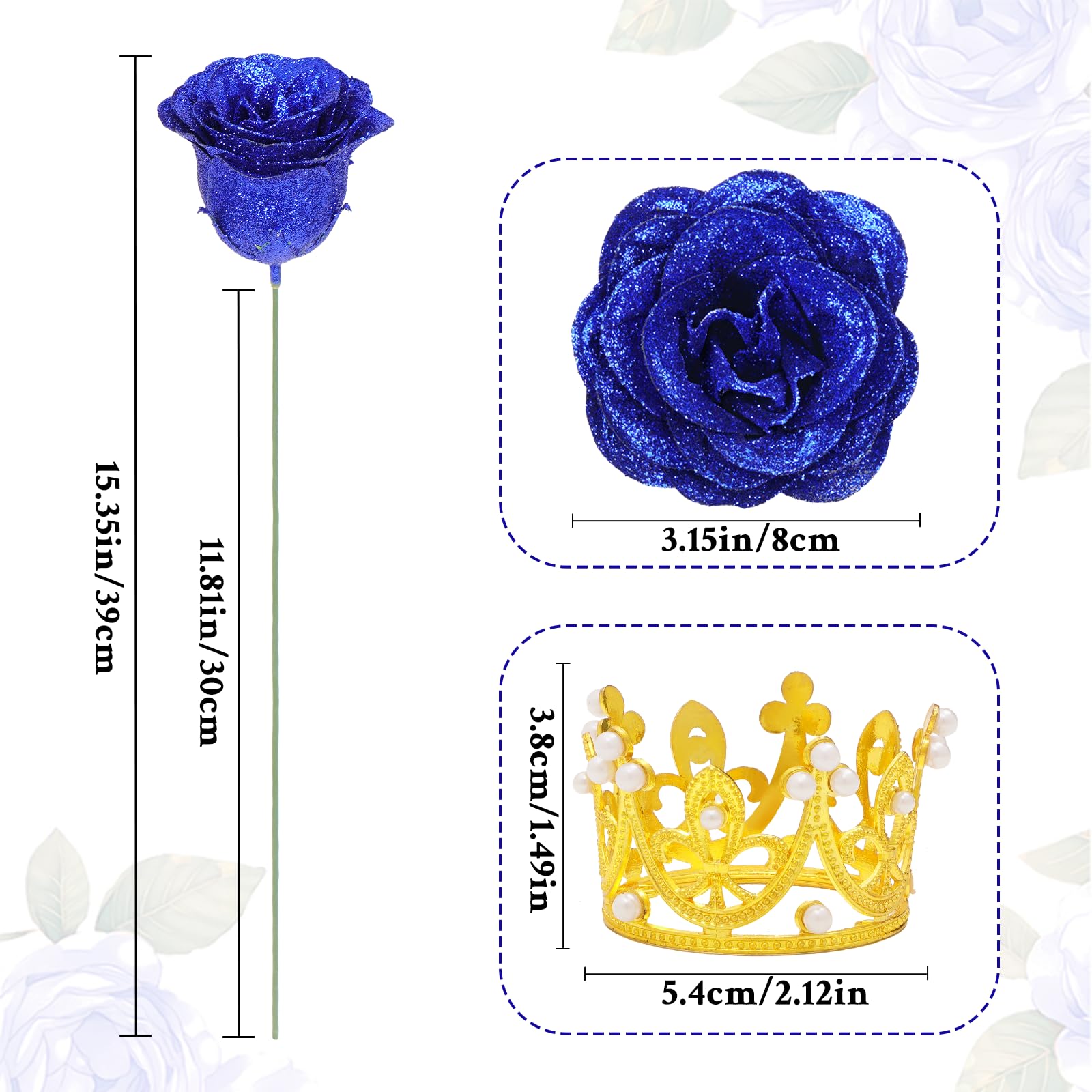 Waipfaru glitter rose bouquet centerpiece—eye-catching decor for events or home styling