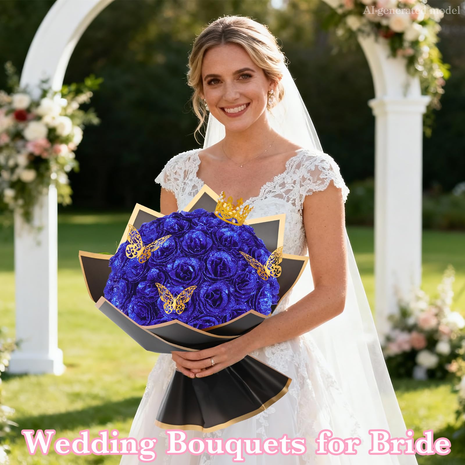 Waipfaru glitter rose bouquet wrap and ribbons—easy gift presentation for birthdays or anniversaries