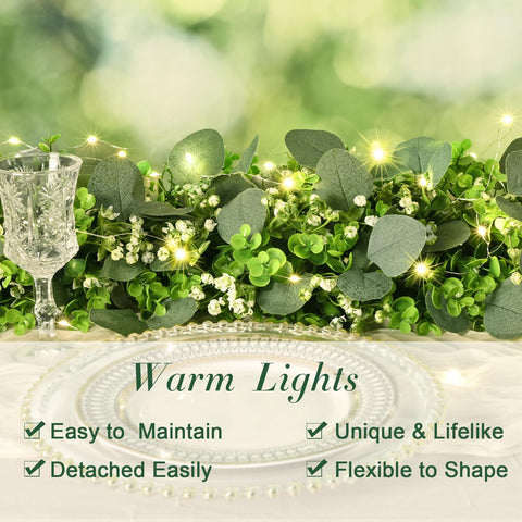Waipfaru greenery garland with flowers for weddings and home styling.