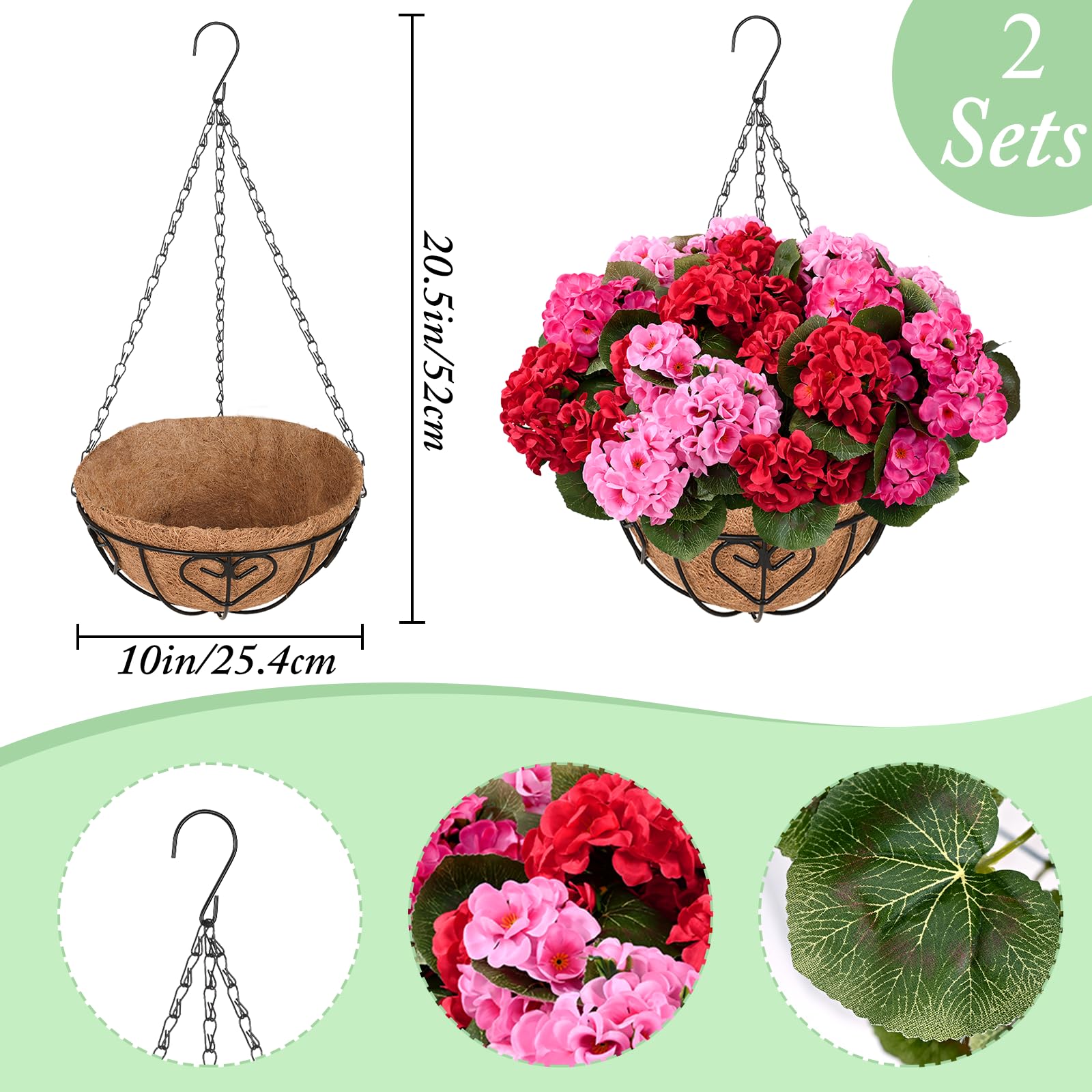 Waipfaru hanging baskets two-pack for instant outdoor display
