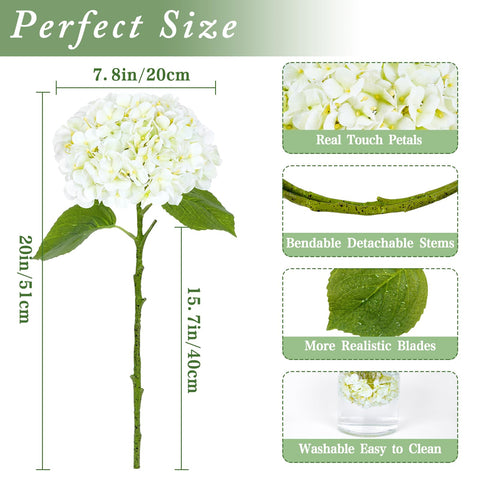 Waipfaru hydrangea artificial flower with 7.8-inch bloom for lush displays.