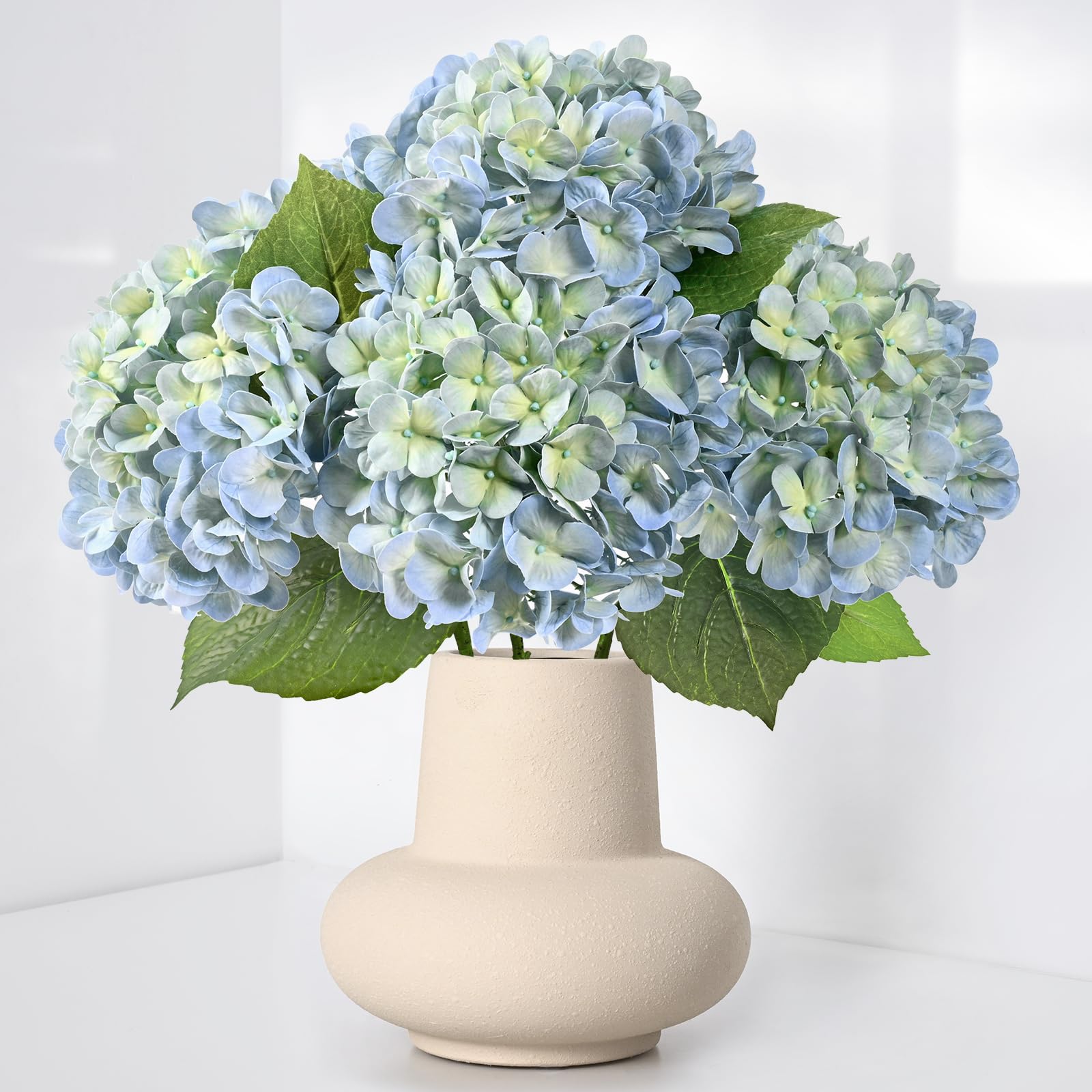Waipfaru Hydrangea artificial blue flowers 4pc set for elegant home decor.