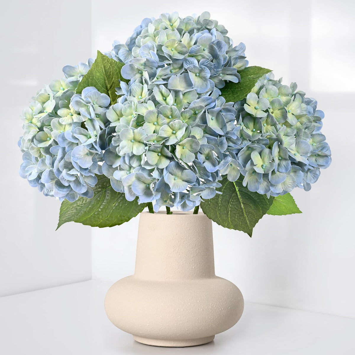Waipfaru Hydrangea artificial blue flowers 4pc set for elegant home decor.