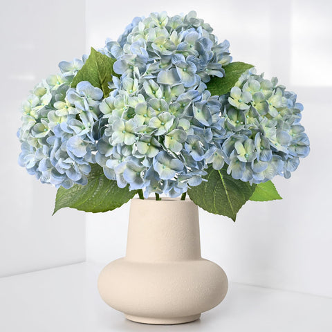 Waipfaru Hydrangea artificial blue flowers 4pc set for elegant home decor.