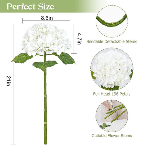 Waipfaru real touch hydrangea head with 196 petals showcases lifelike texture.