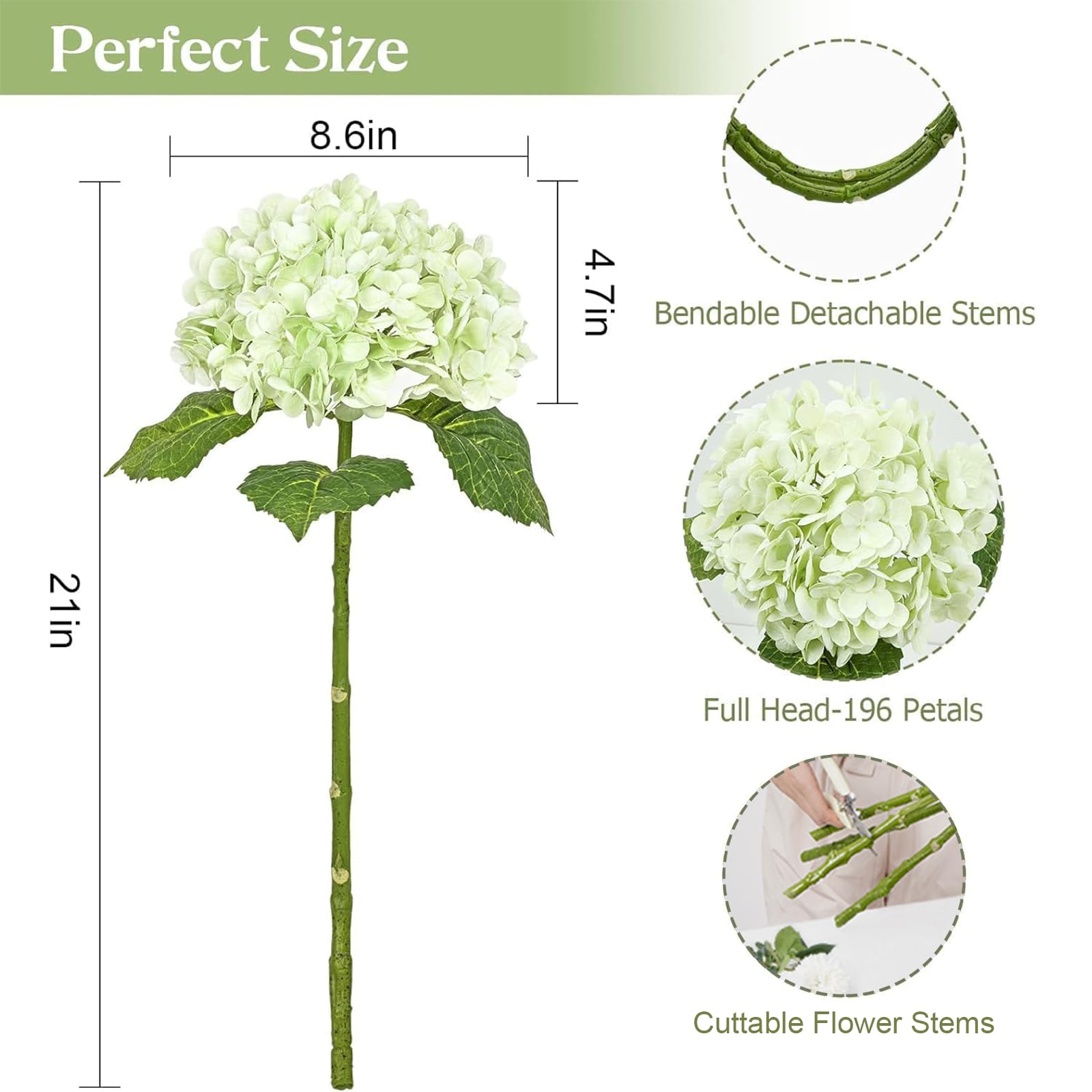 Waipfaru hydrangea stem 16.5 inches for durable, natural-looking arrangements