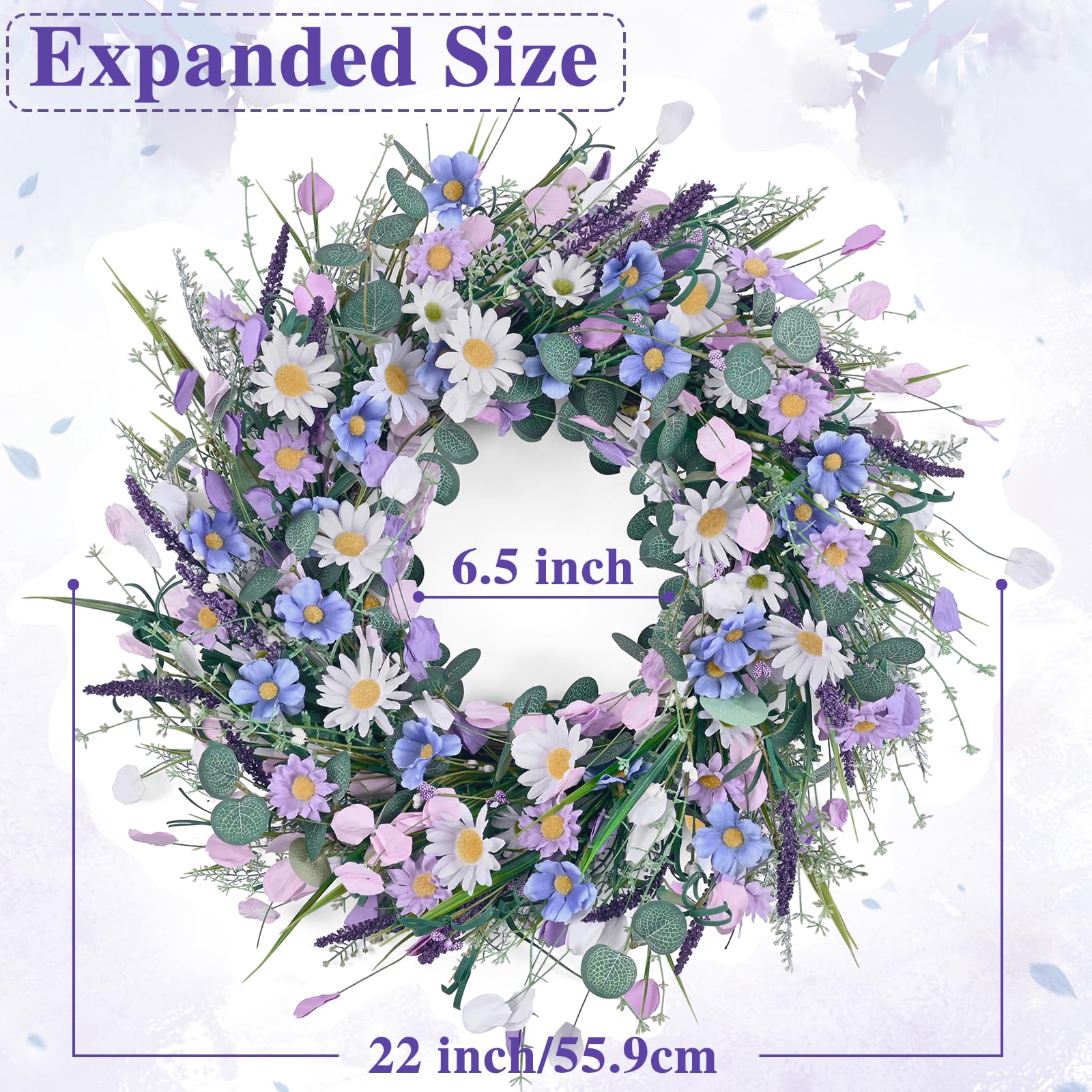 Waipfaru lavender wreath with wildflowers for outdoor wall display