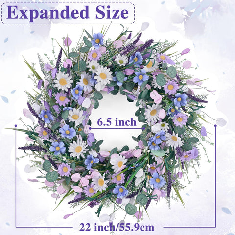 Waipfaru lavender wreath with wildflowers for outdoor wall display