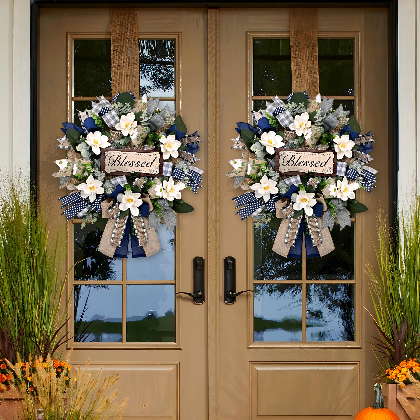 Waipfaru magnolia wreath is gift-ready with meaningful decor details.