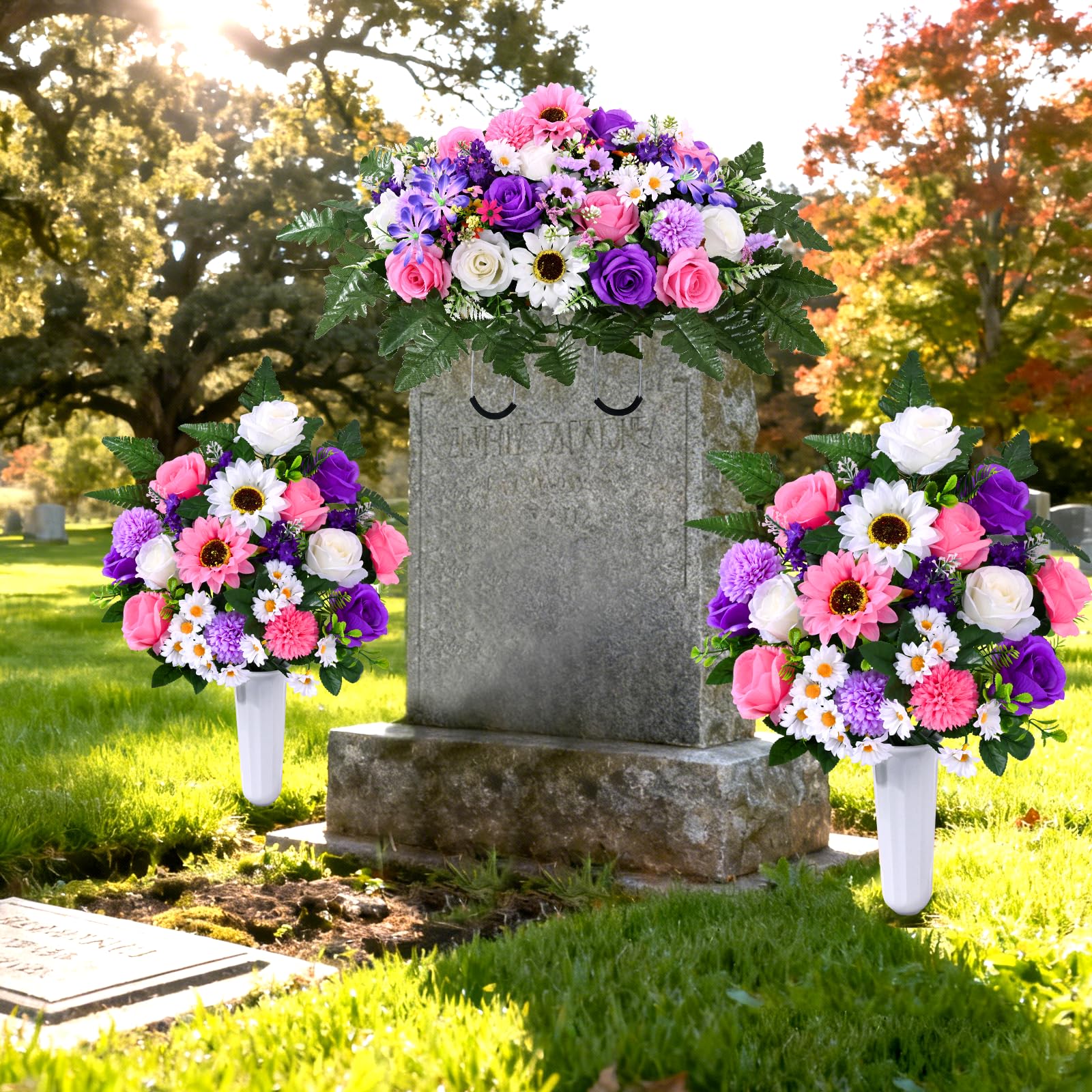 Waipfaru Memorial Day grave flowers add respectful, vivid decoration.
