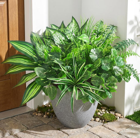 Waipfaru outdoor artificial plants with UV resistance ideal for sunlit patios.