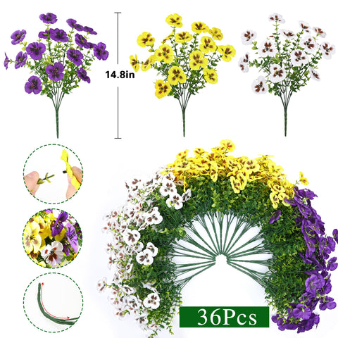 Waipfaru pansy bundle arranged for porch display with vibrant color