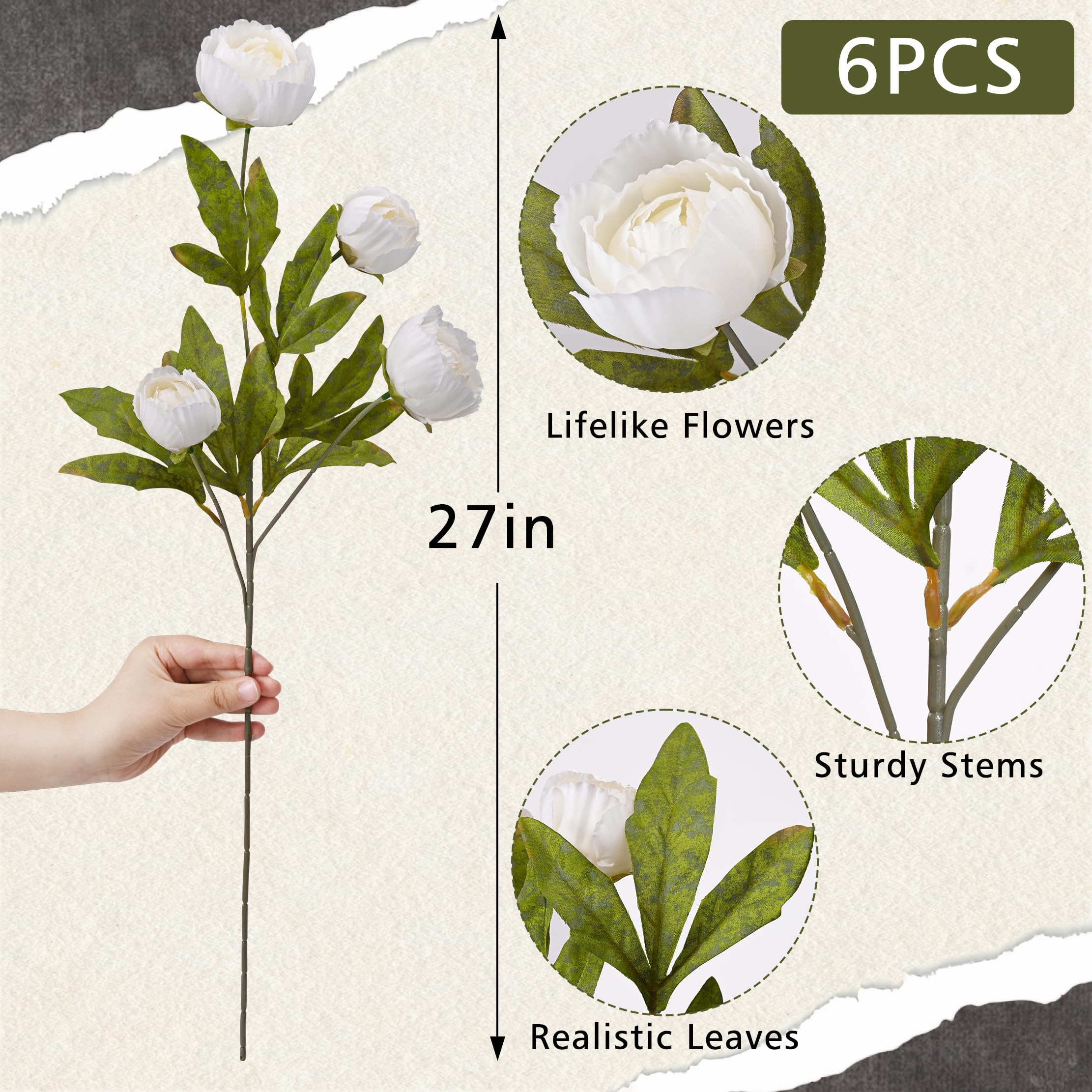 Waipfaru silk peonies with four heads per stem ideal for DIY wedding bouquets.