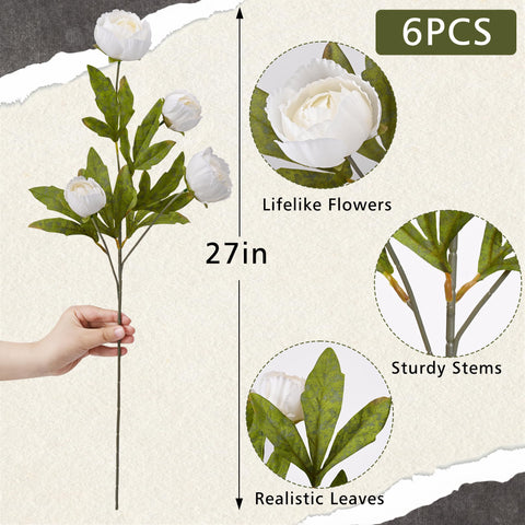 Waipfaru silk peonies with four heads per stem ideal for DIY wedding bouquets.