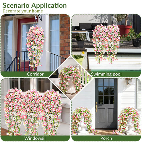 Waipfaru petunias porch garden decor suitable for balconies and entryways.