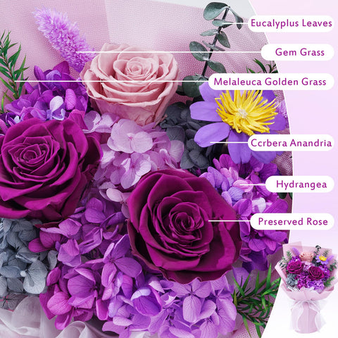 Waipfaru purple bouquet with premium packaging for elegant display.