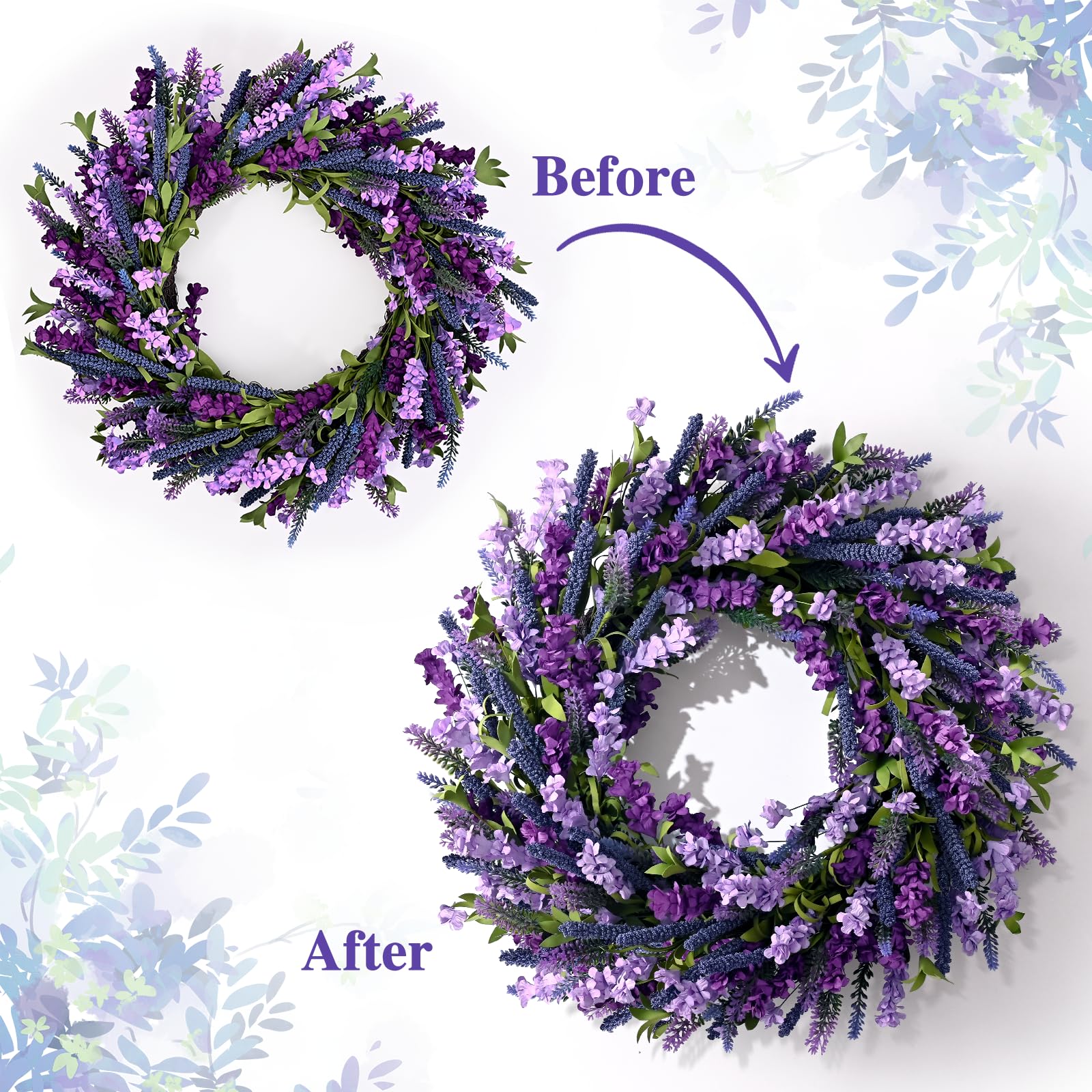 Waipfaru purple wreath brightens doors and windows with springtime color.