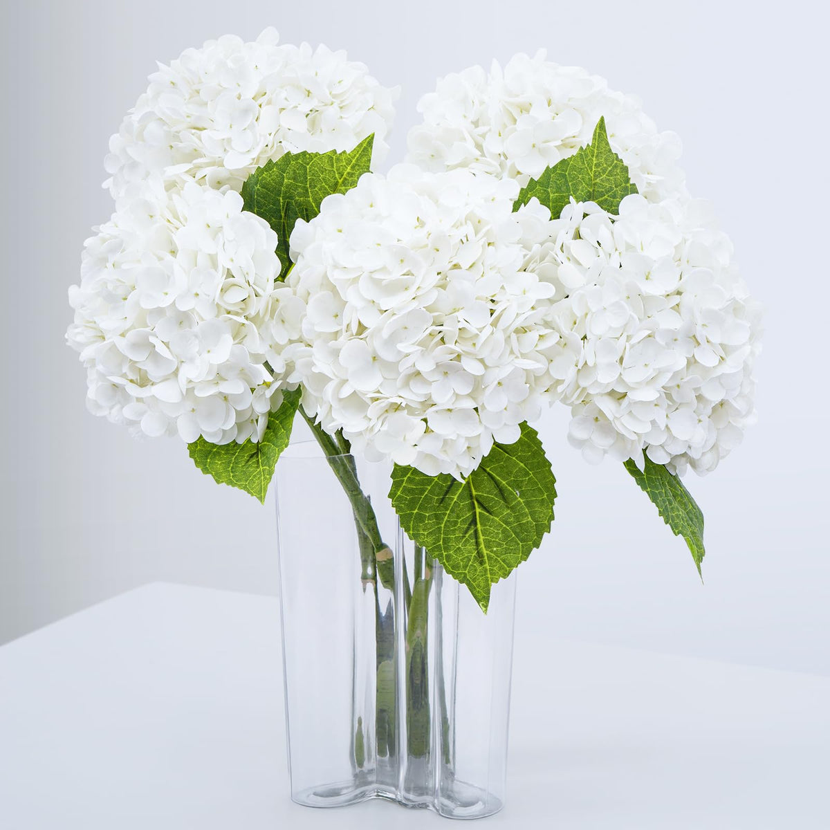 Waipfaru real touch white hydrangea 21in stem closeup lifelike texture for home decor