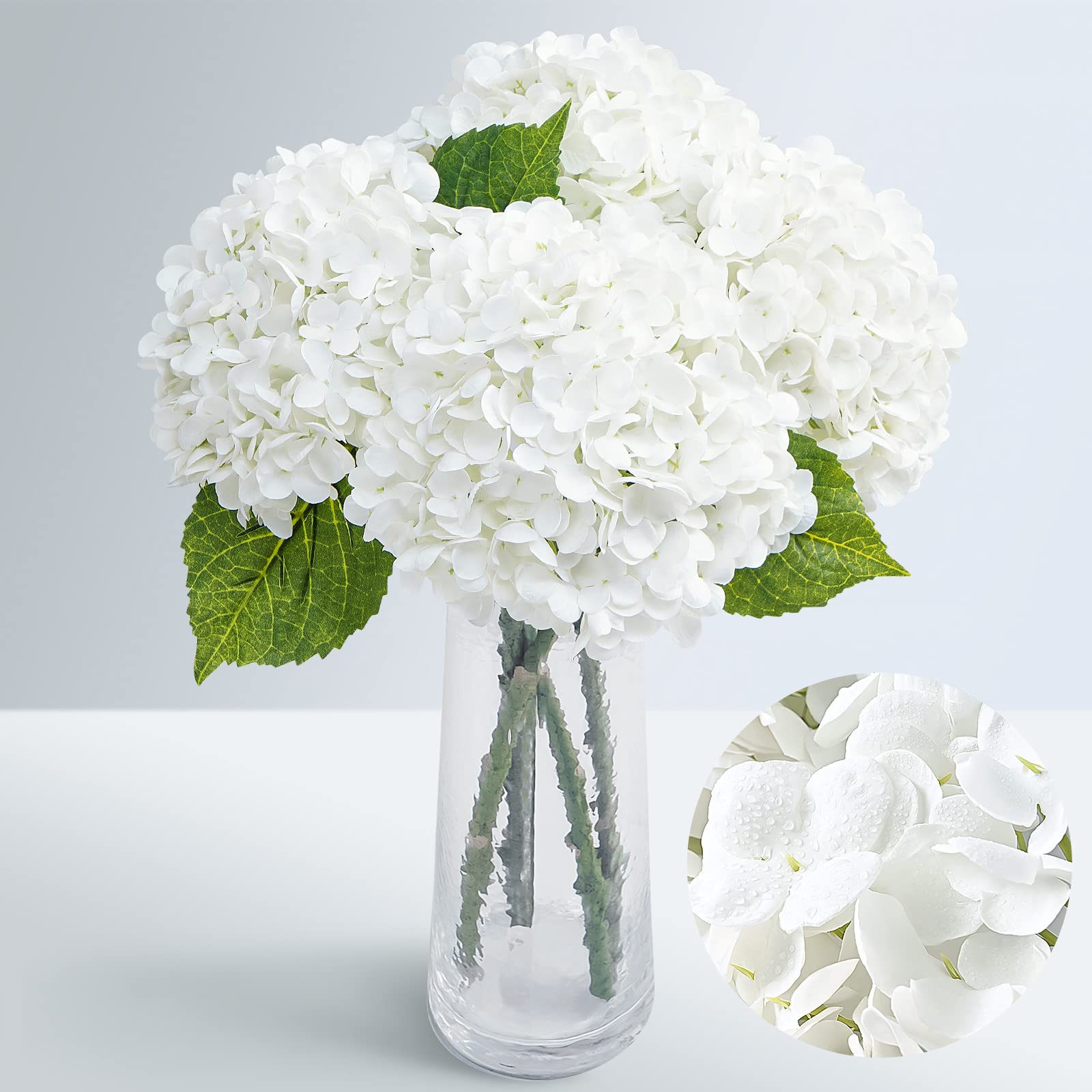 Waipfaru real touch white hydrangea long-stem blooms for lifelike home decor.