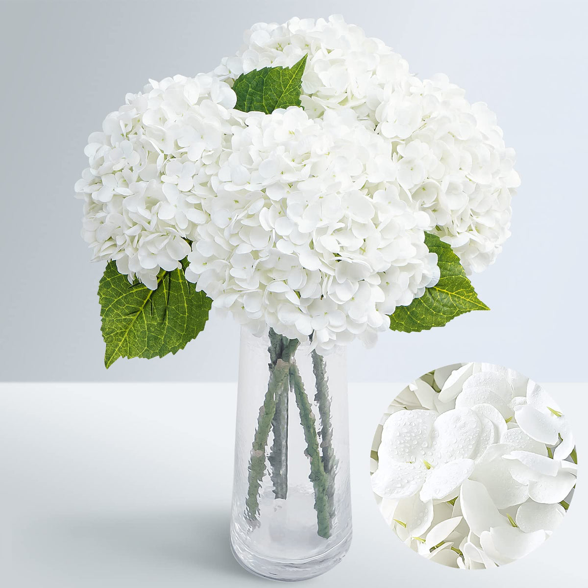 Waipfaru real touch white hydrangea long-stem blooms for lifelike home decor.