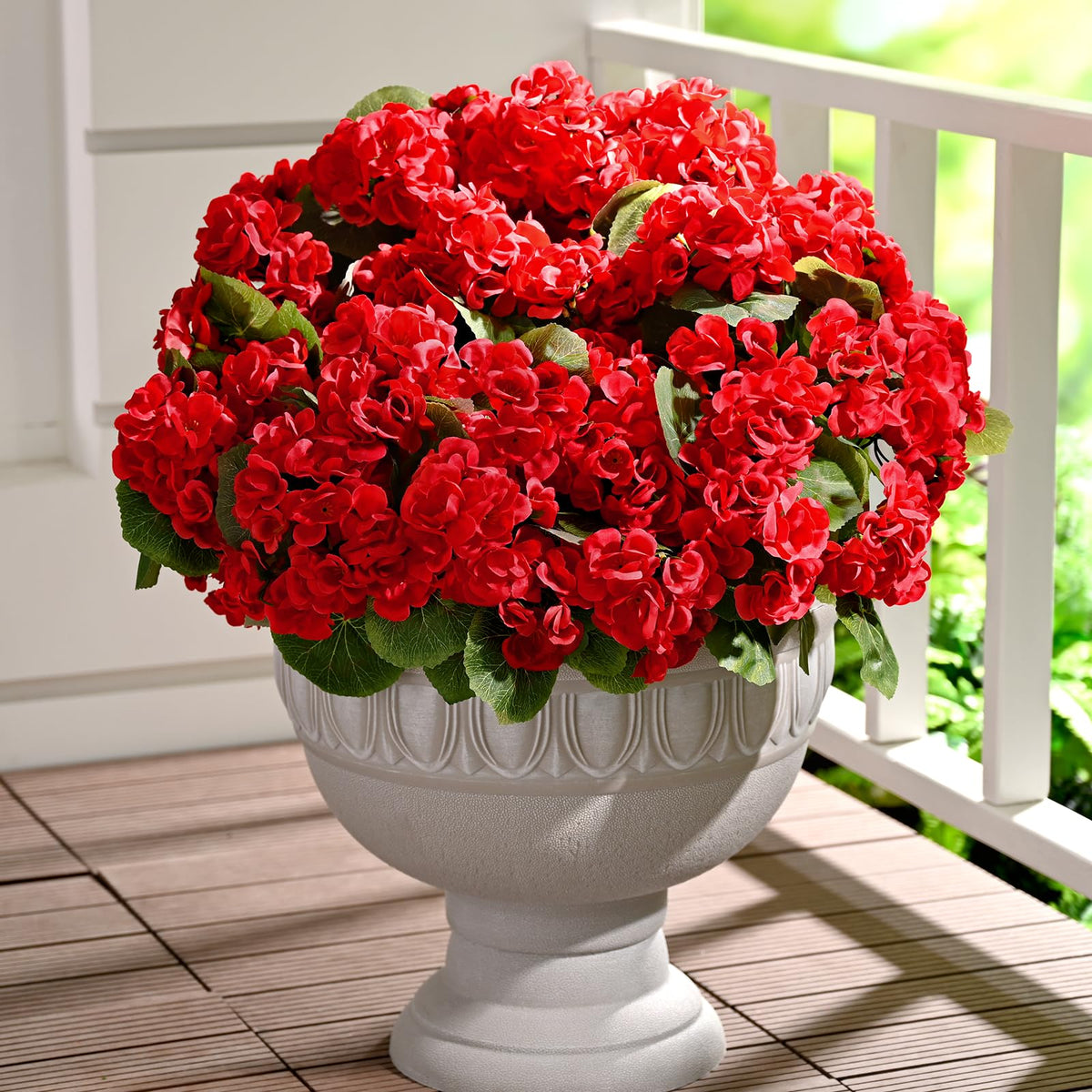 Waipfaru red geraniums outdoor 12-pack for quick, vibrant planter decor.
