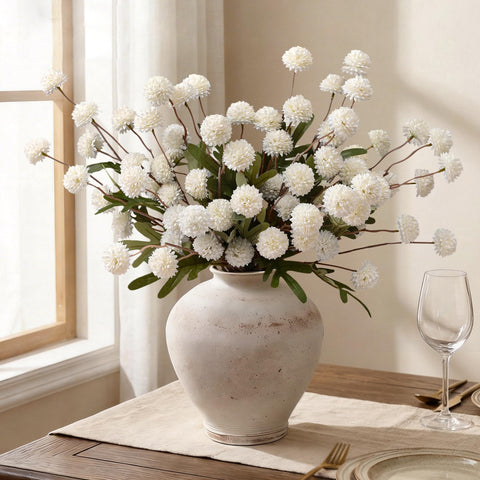 Waipfaru silk chrysanthemum blooms closeup with lifelike petals.