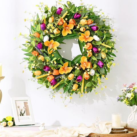 Waipfaru Spring Wreath 22-24 inch diameter stands out on doors