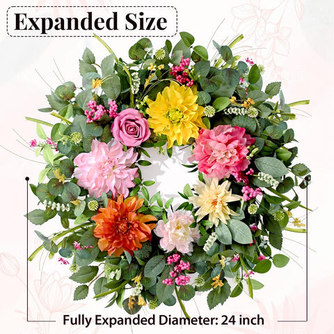 Waipfaru 24-inch wreath size ready for front door display.