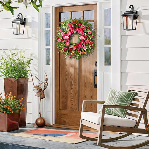 Waipfaru 26-inch wreath provides a full, lush focal point.