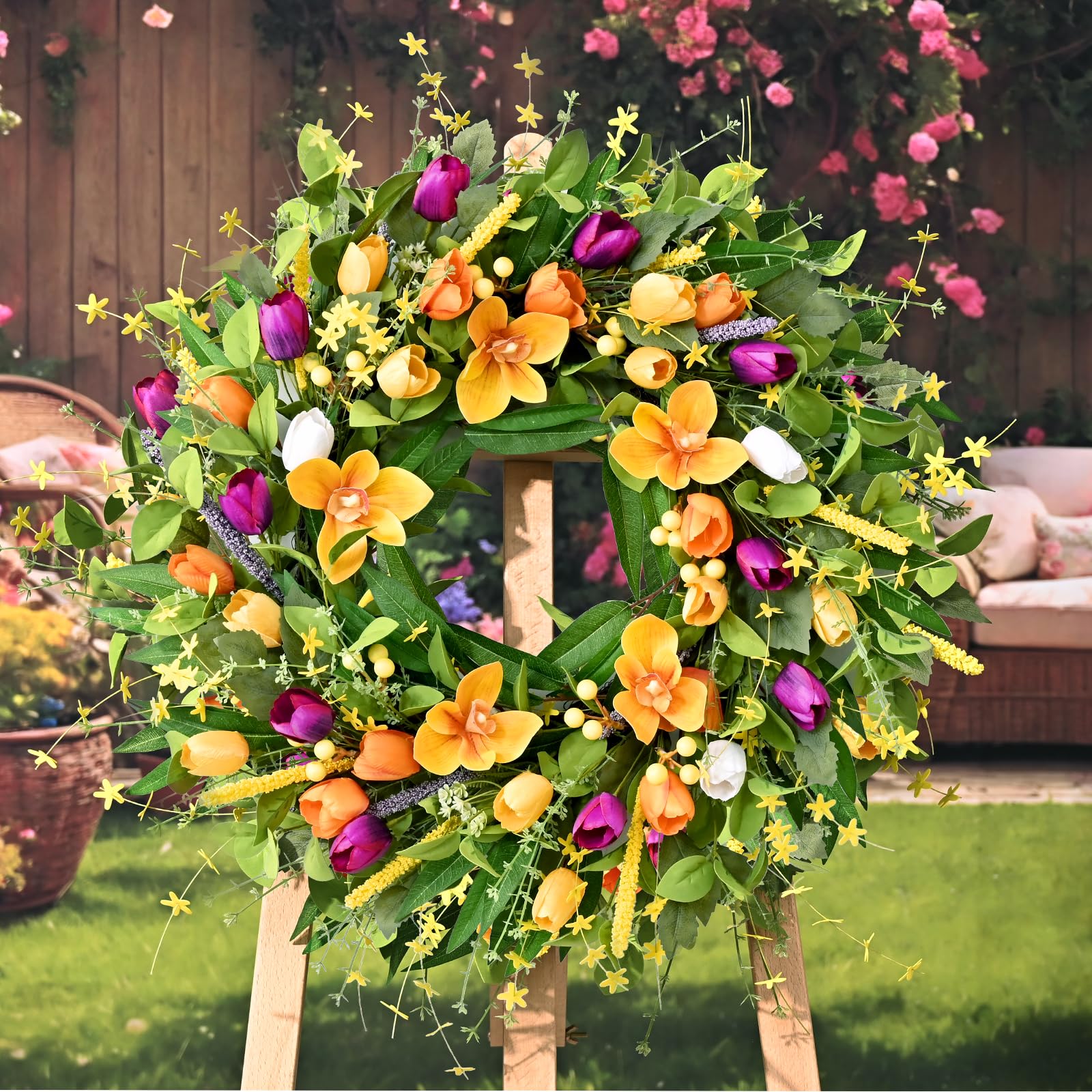 Waipfaru Spring Wreath front door display welcomes guests