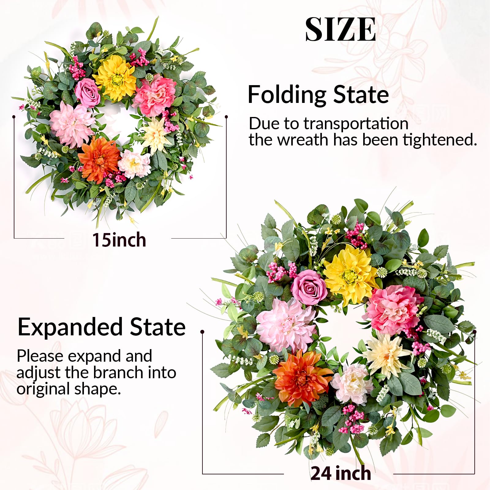 Waipfaru spring wreath on front door enhances welcome and curb appeal.